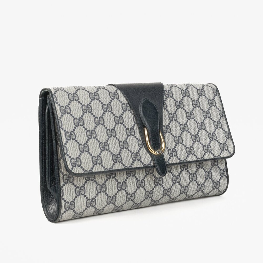 Gucci Vintage Navy Blue Monogram Clutch Bag